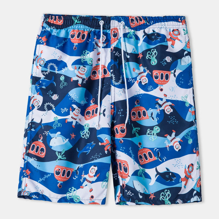 Herren Badeshorts mit tropischem Design und elastischem Bund Aliams