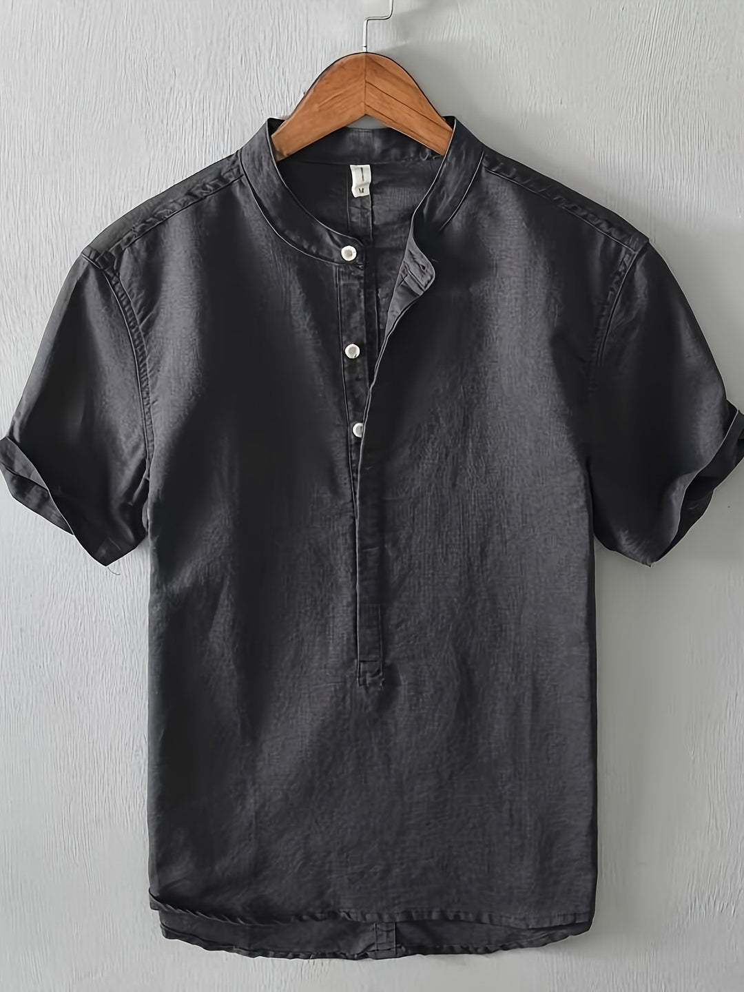 Herren Kurzarm-Hemd mit Stehkragen Aliams