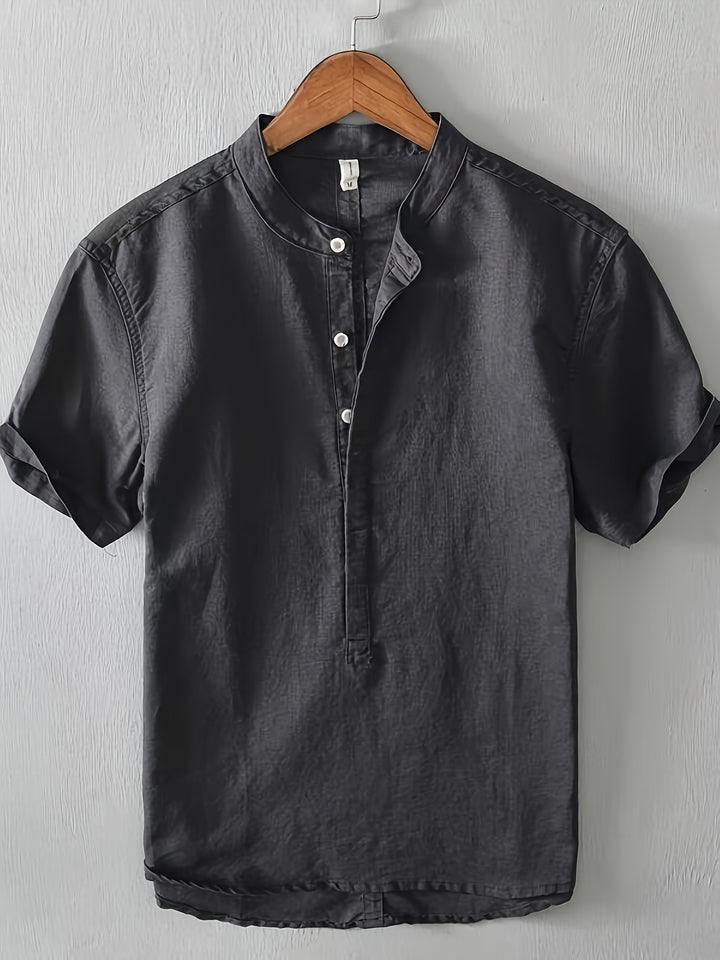 Herren Kurzarm-Hemd mit Stehkragen Aliams