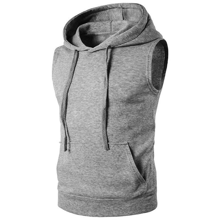 Herren ärmelloses Kapuzenshirt mit geräumiger Kängurutasche und atmungsaktiven Materialien Aliams