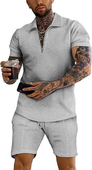 Herren sportliches Oberteil und Shorts Set mit strukturiertem Design Aliams