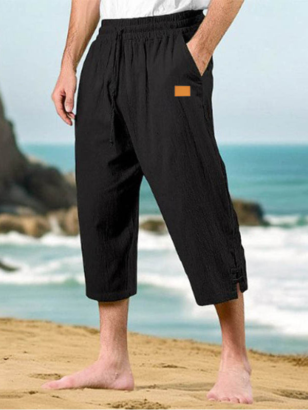 Herren Freizeithosen aus atmungsaktiver Baumwolle mit verstellbarem Kordelzug Aliams
