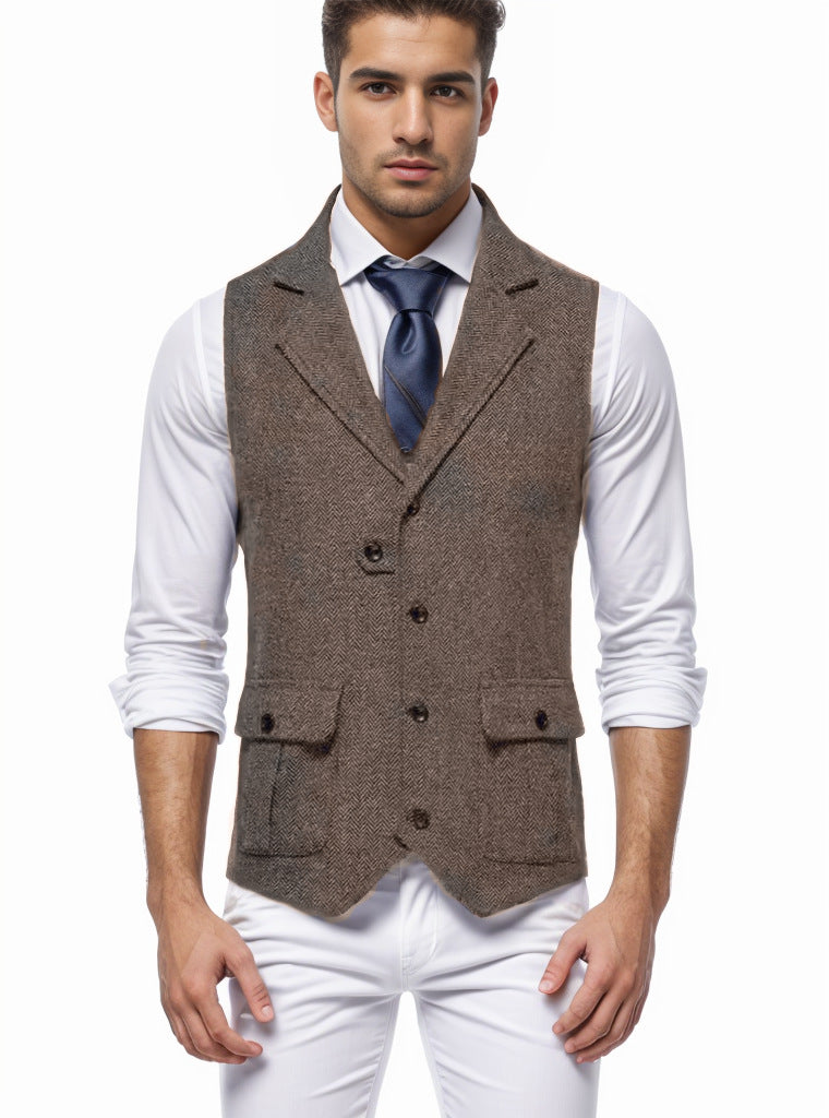 Herren elegante Weste im Hahnentrittmuster Aliams