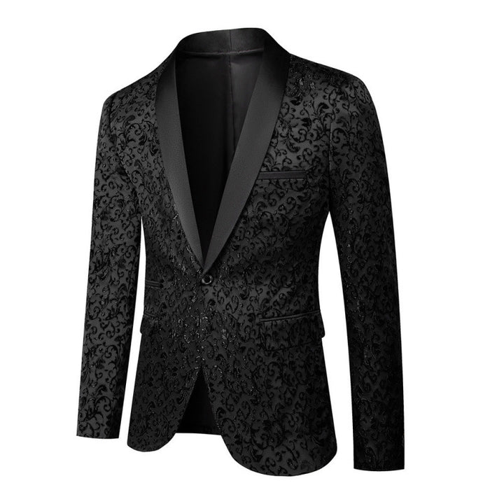 Herren Extravaganter Smokingblazer mit floralem Jacquard-Muster Aliams