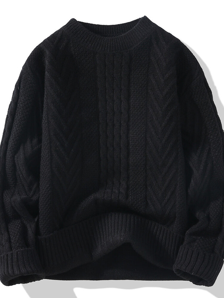 Herren Grobstrickpullover mit Zopfmuster und lässigem Schnitt Aliams