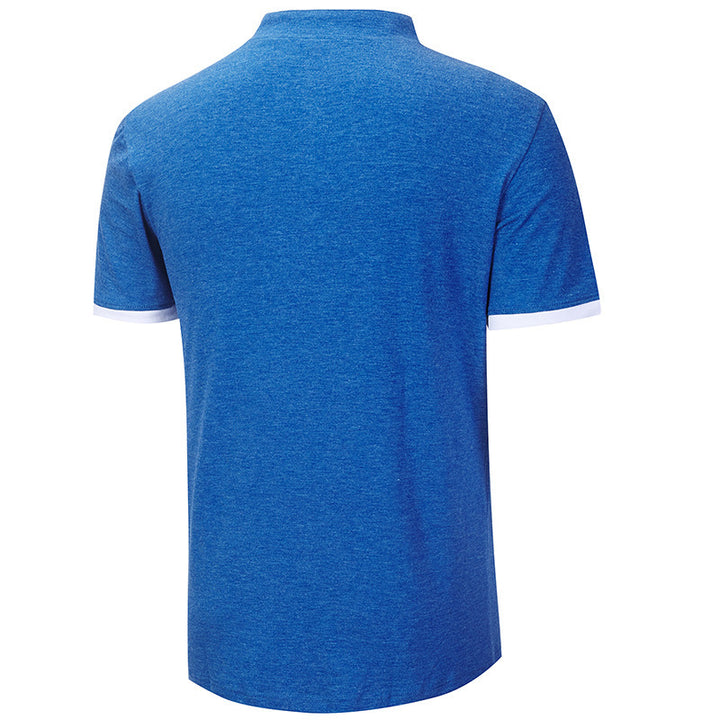Herren Kurzarm-Henley-Shirt mit kontrastierendem Kragen und komfortabler Knopfleiste Aliams