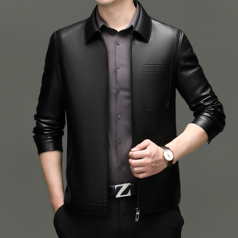 Herren Kunstlederjacke mit modernem Schnitt und praktischen Taschen Aliams