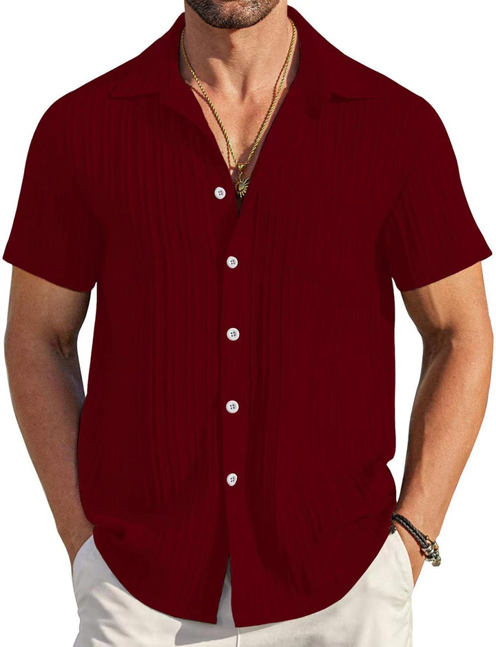 Herren elegantes Kurzarm Hemd mit strukturiertem Design Aliams