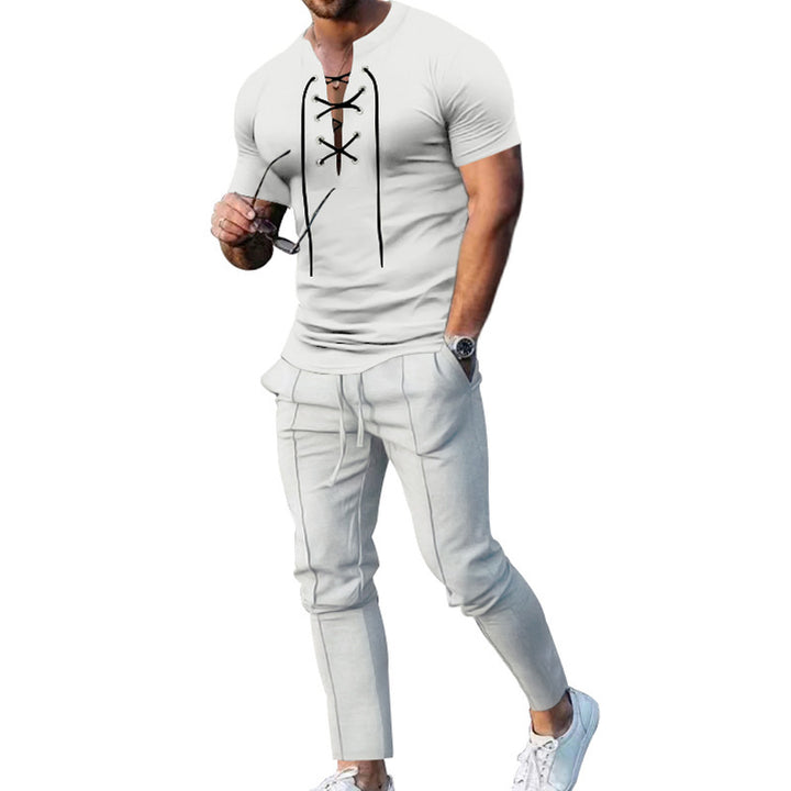 Herren Freizeit-Set mit lässigem Henley-Oberteil und modernen Jogginghosen Aliams