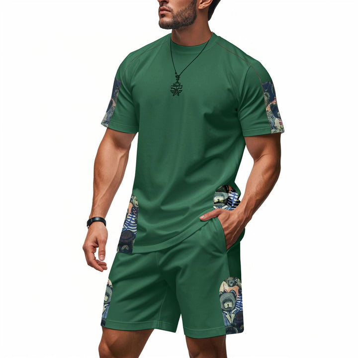 Herren Freizeit-Set mit bedrucktem Shirt und Shorts Aliams
