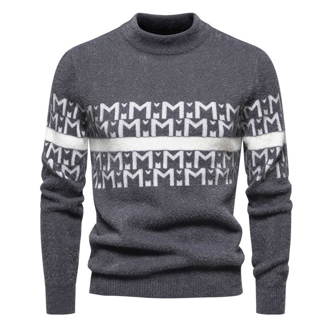 Herren Strickpullover mit modernem Zopfmuster und hohem Stehkragen Aliams