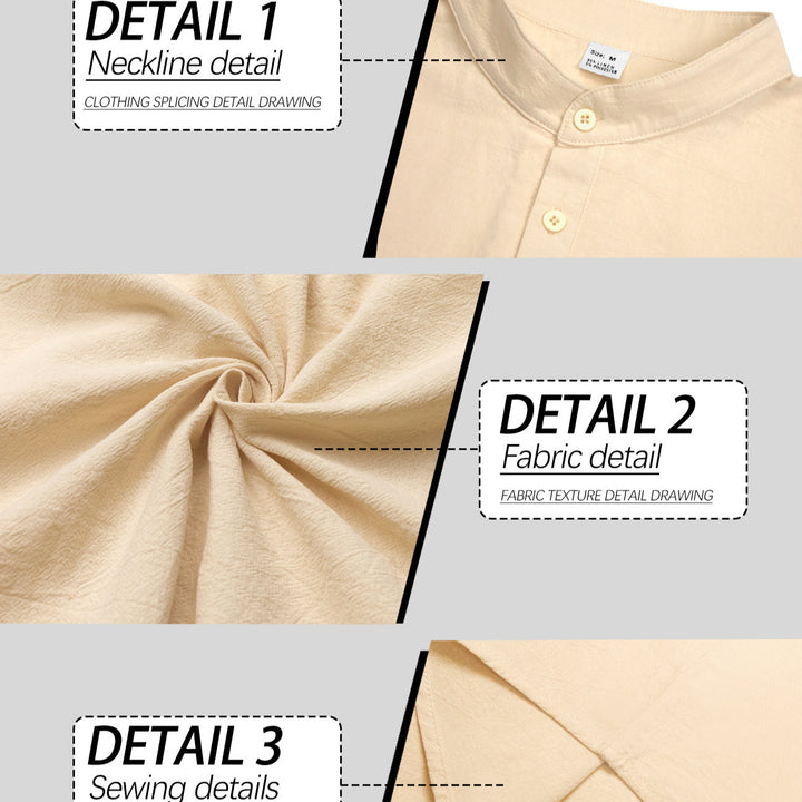 Herren Elegantes Langarmhemd mit Stehkragen und Knopfleiste Aliams