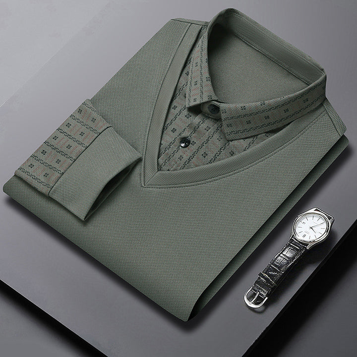 Herren elegantes Poloshirt mit strukturiertem Kragen und innovativer Knopfleiste Aliams