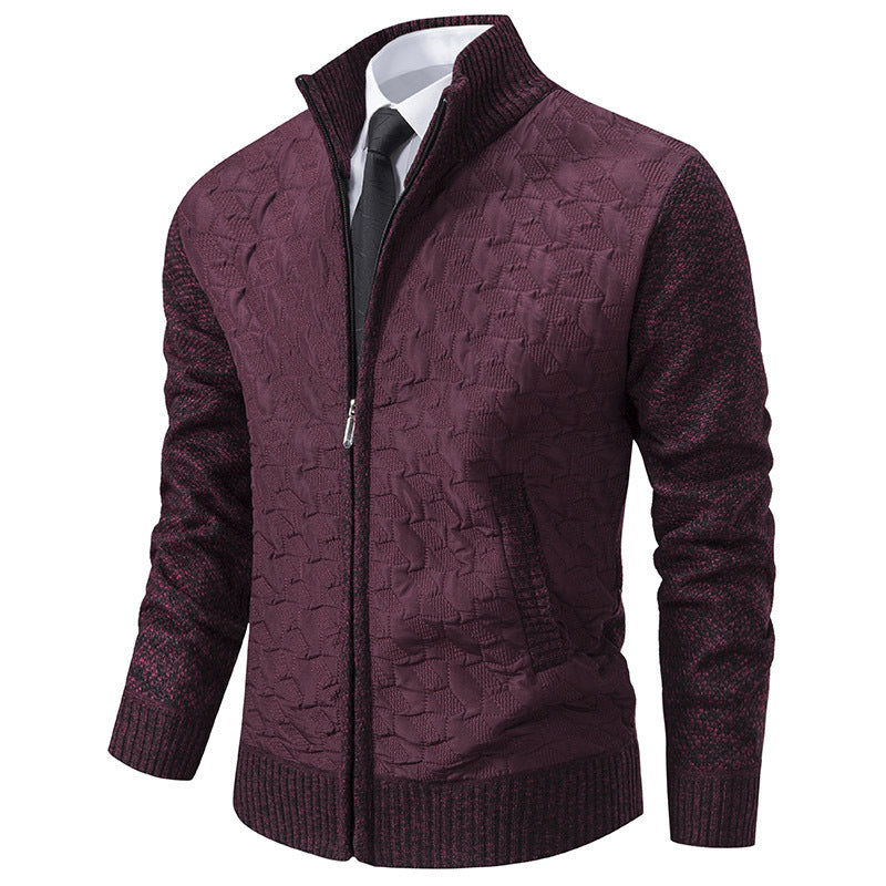 Herren elegante Hybridjacke mit Steppdesign und raffinierten Strickärmeln Aliams