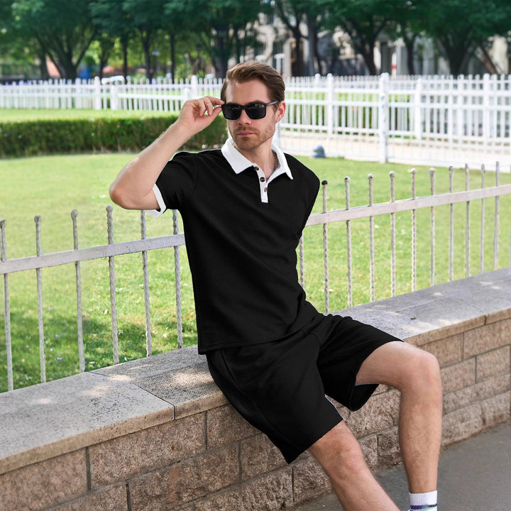 Herren Sportliches Polohemd mit kontrastierenden Details und passenden Shorts Aliams