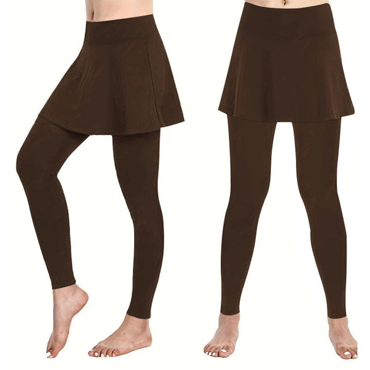 Damen Leggings mit rockähnlicher Einlage und hohem Bund Aliams