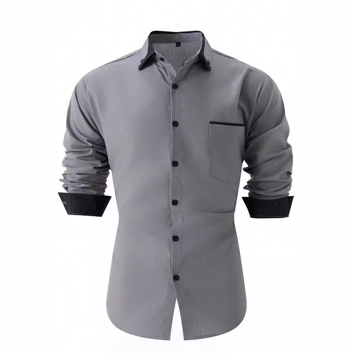 Herren elegantes Langarmhemd mit Kontrastdetails Aliams