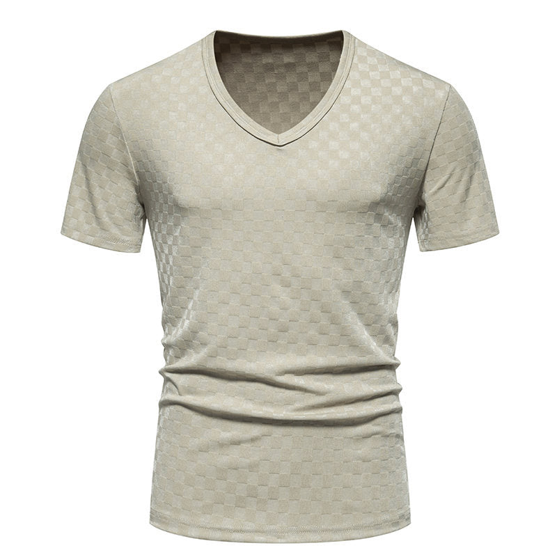 Herren V-Ausschnitt T-Shirt mit strukturiertem Muster Aliams