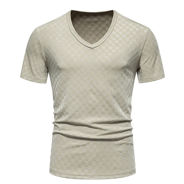 Herren V-Ausschnitt T-Shirt mit strukturiertem Muster Aliams