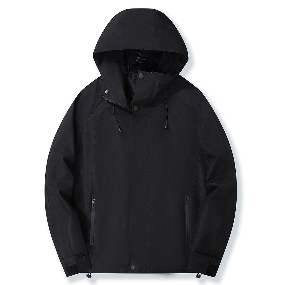 Herren wetterfeste Funktionsjacke mit verstellbarem Kapuzenkragen und Atmungsaktivität Aliams