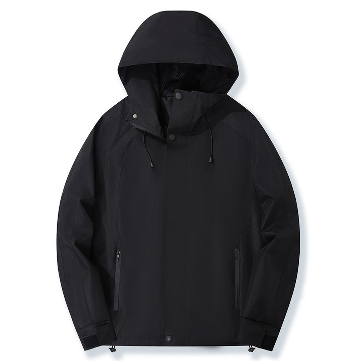 Herren wetterfeste Funktionsjacke mit verstellbarem Kapuzenkragen und Atmungsaktivität Aliams