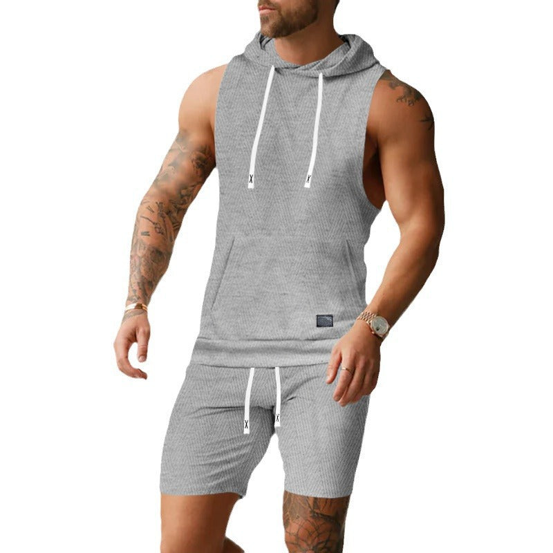 Herren Sportliches Kurzarm-Hoodie-Set Aliams