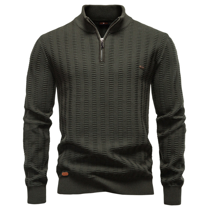 Herren Pullover mit strukturiertem Design und halbem Reißverschluss Aliams