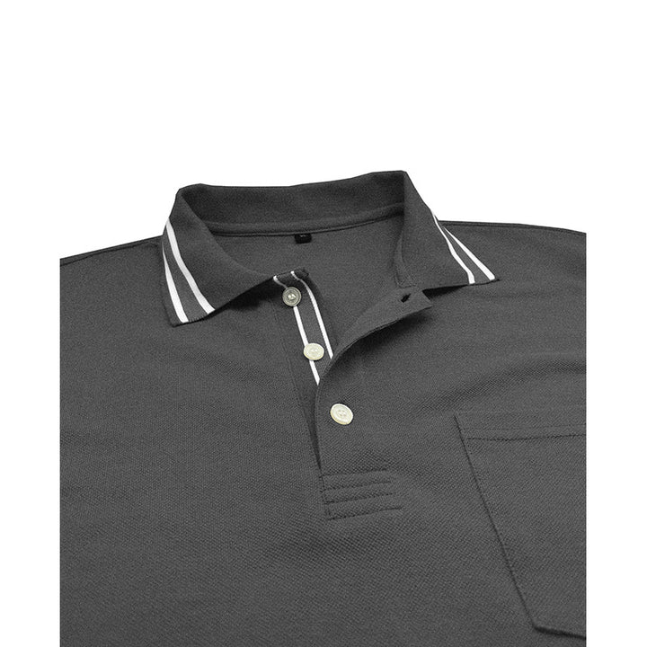 Herren elegantes Langarm Polo-Shirt mit modischem Kragen Aliams