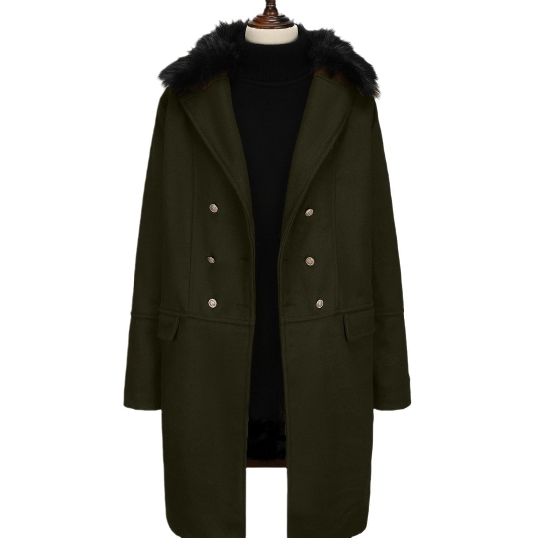 Herren eleganter Langmantel mit luxuriösem Fellkragen Aliams