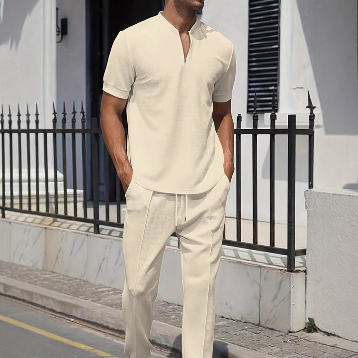 Herren sportliches Oberteil mit kurzem Reißverschluss und lässiger Hose Aliams