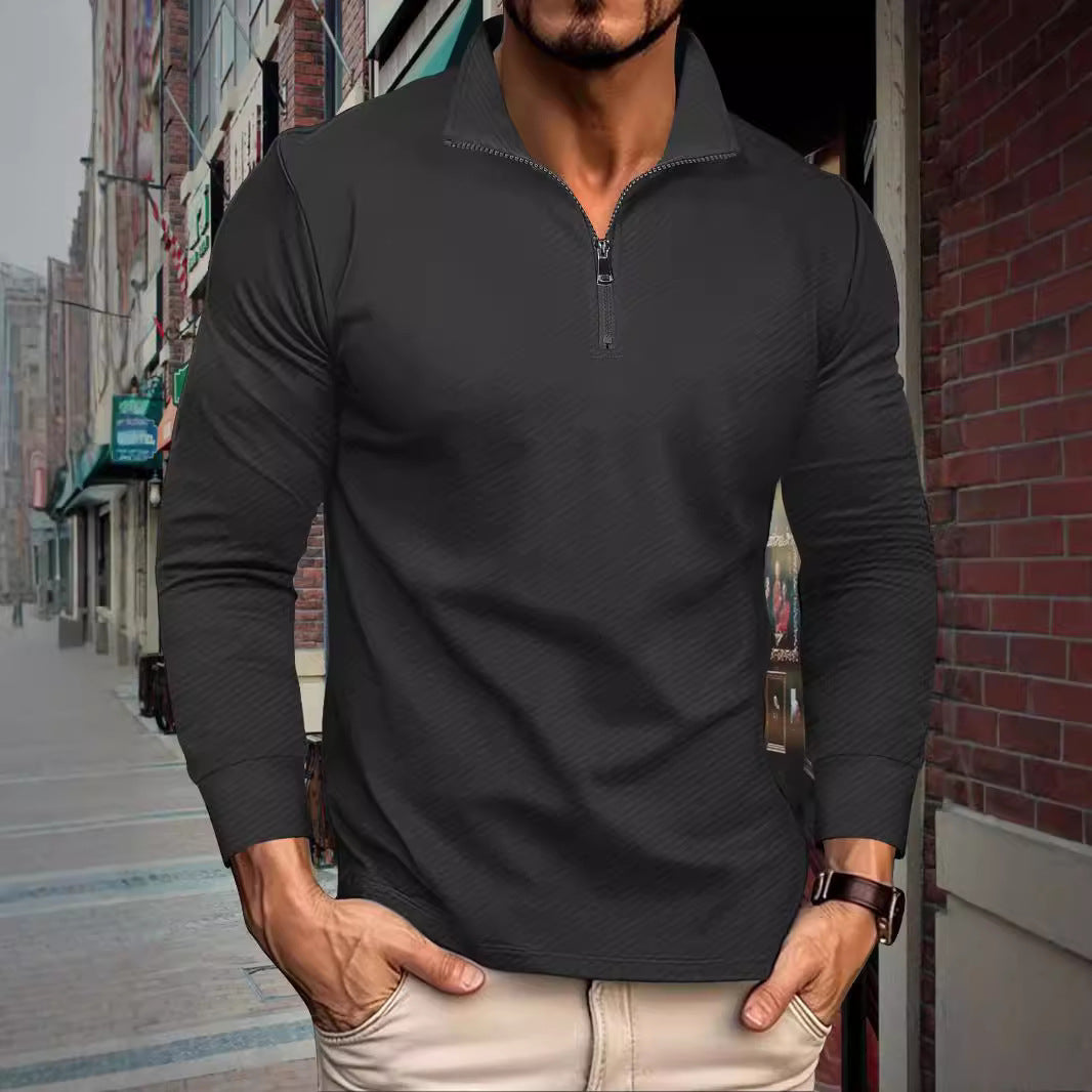 Herren Sportliches Langarmshirt mit Reißverschluss und lässigem Schnitt Aliams