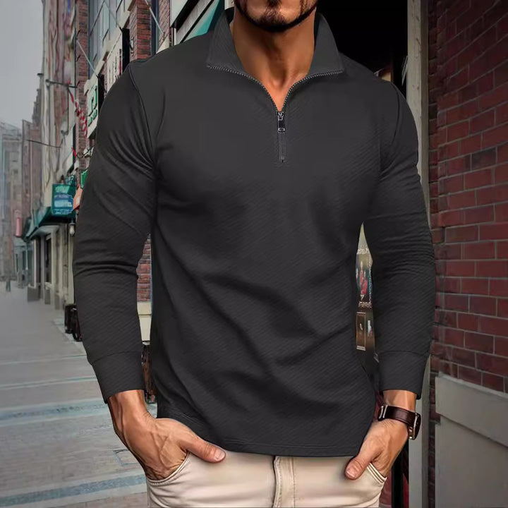 Herren Sportliches Langarmshirt mit Reißverschluss und lässigem Schnitt Aliams