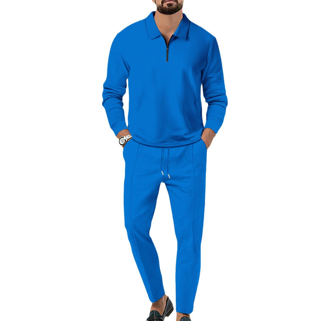 Herren sportliches Langarm-Polo und Jogginghose-Set Aliams