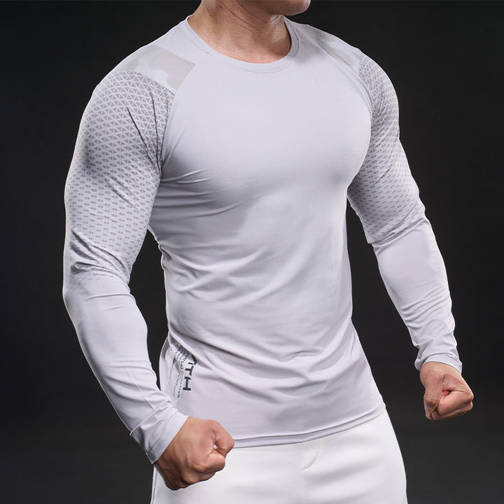 Herren sportliches Langarm-Funktionsshirt mit atmungsaktivem Mesh-Einsatz Aliams