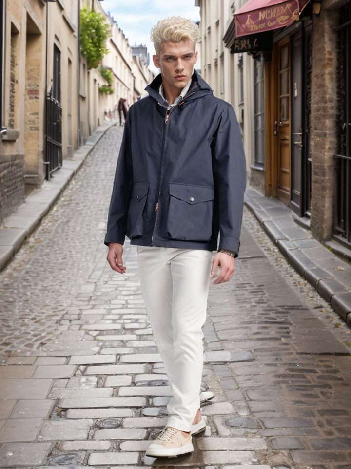 Herren funktionale Übergangsjacke mit verstellbarem Kapuzenkragen Aliams