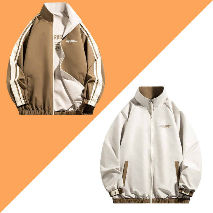 Herren sportliche Jacke mit abgerundetem Kragen und seitlichen Taschen Aliams