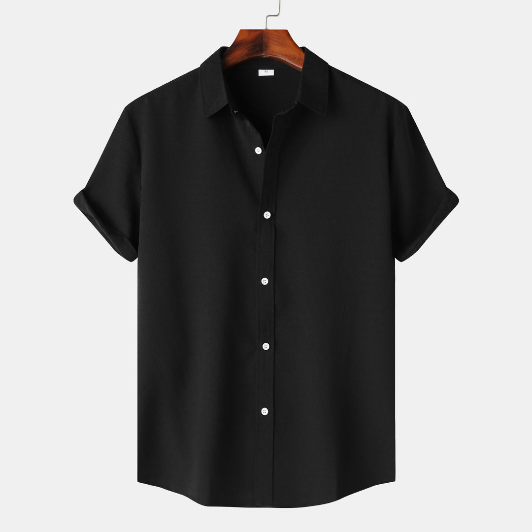 Herren Kurzarmhemd aus atmungsaktiver, strukturierter Baumwolle mit modernem Schnitt Aliams