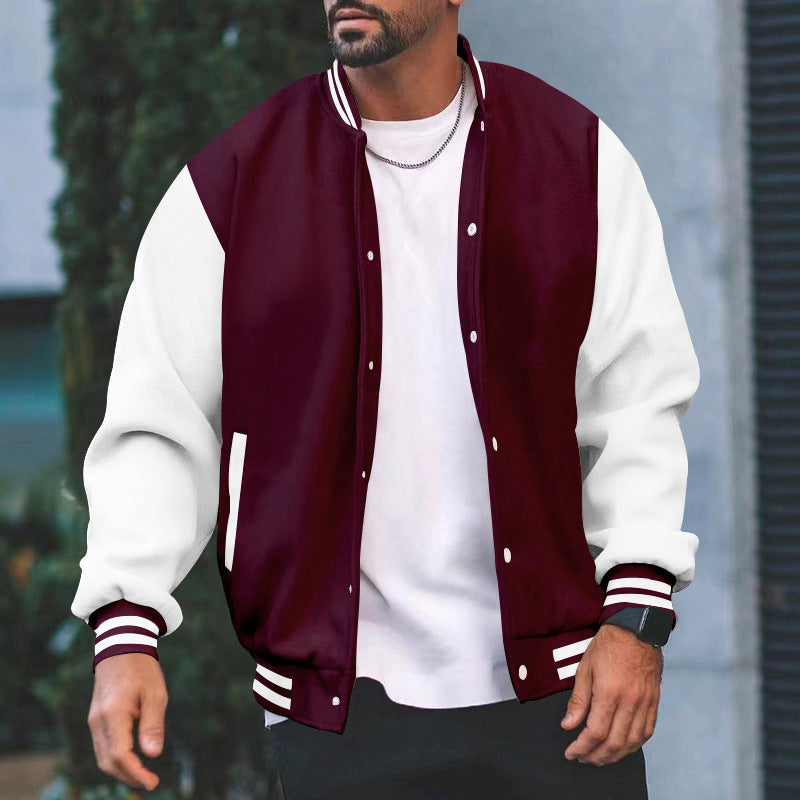 Herren Varsity-Jacke mit kontrastierenden Ärmeln und klassischem Schnitt Aliams