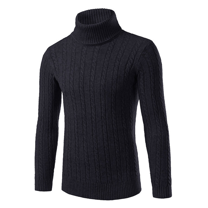 Herren stilvoller Rollkragenpullover mit Zopfmuster Aliams