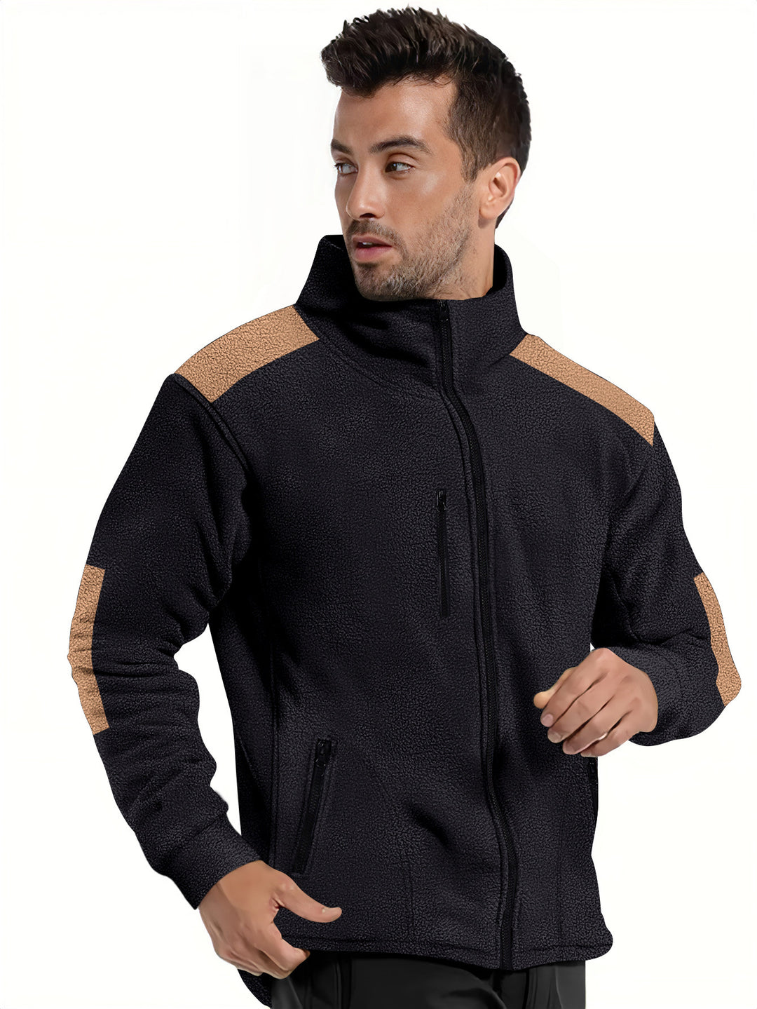 Herren fleecegefütterte Jacke mit modernem Reißverschluss und praktischen Taschen Aliams