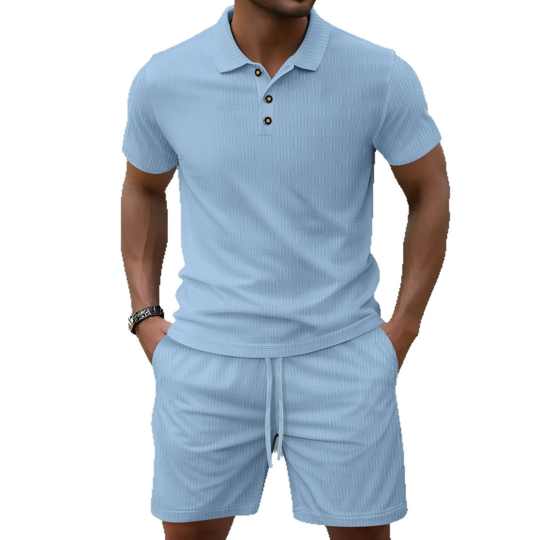 Herren Poloshirt-Set mit strukturiertem Design und elastischen Shorts Aliams