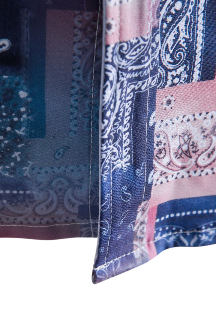 Herren Kurzarmhemd im kreativen Bandana-Design mit stilvollem Stehkragen Aliams