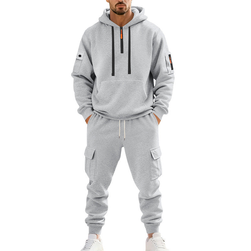 Herren stylischer Hoodie- und Cargo-Jogginganzug mit funktionalen Taschen Aliams