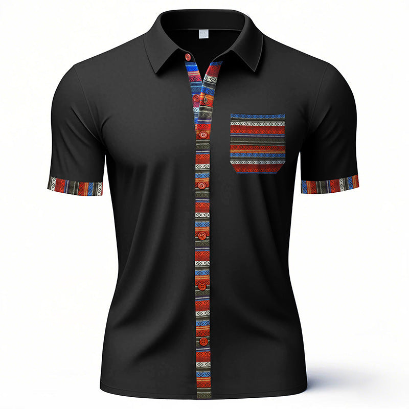 Herren Kurzarm-Hemd mit stilvollem Streifenmuster und praktischen Brusttaschen Aliams