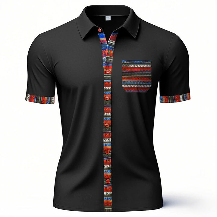 Herren Kurzarm-Hemd mit stilvollem Streifenmuster und praktischen Brusttaschen Aliams