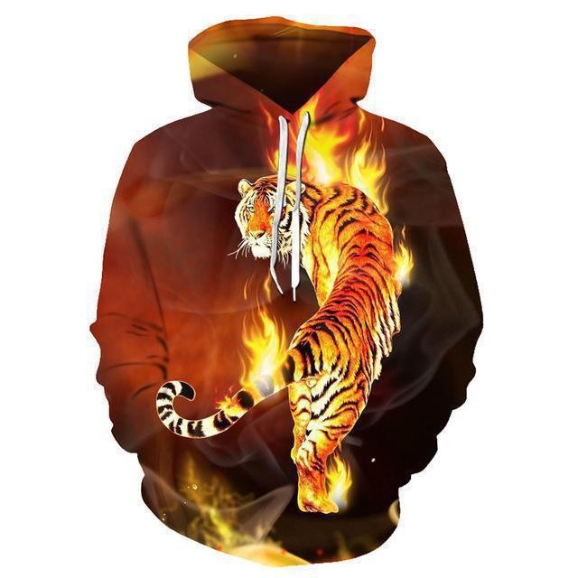 Herren Kapuzenshirt mit lebendigem Tigerdesign und feurigen Akzenten Aliams