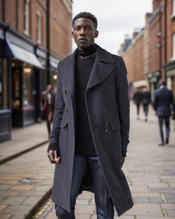 Herren eleganter Trenchcoat mit doppelter Knopfleiste Aliams