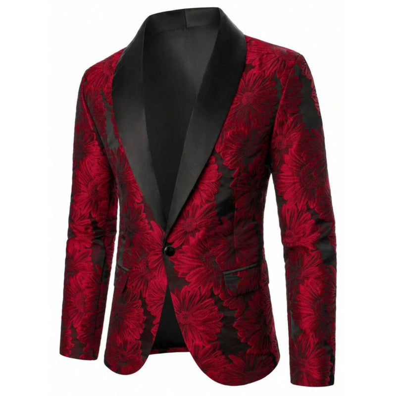 Herren Blumenmuster Smokingjacke Aliams