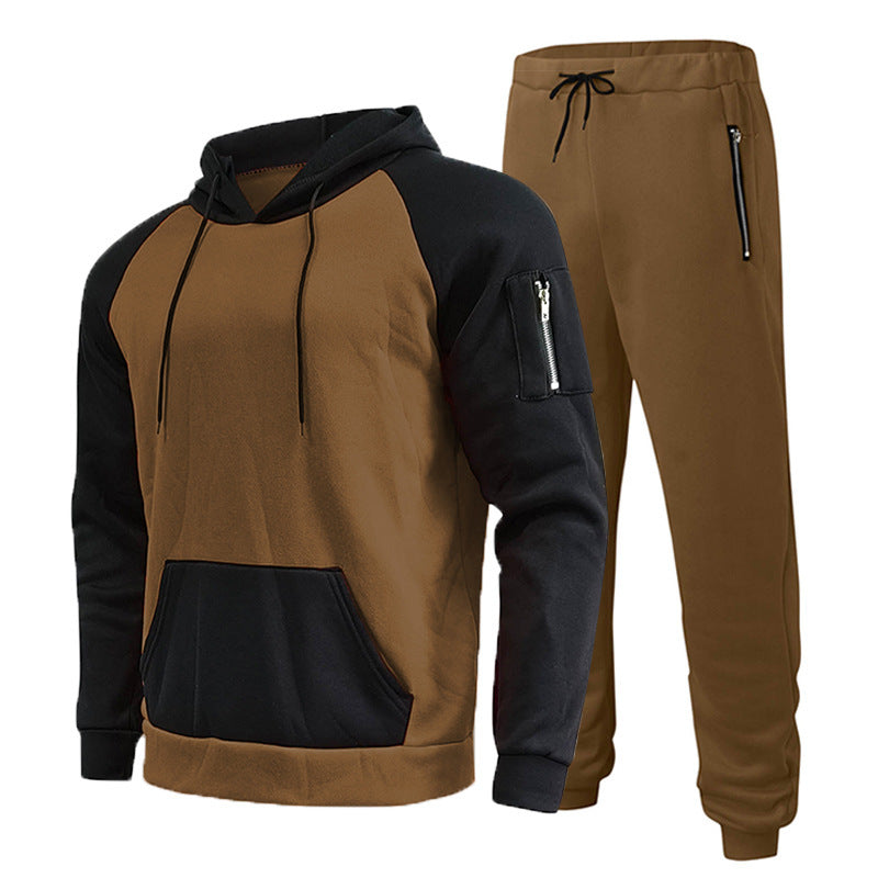 Herren Sportliches Kapuzenpullover- und Jogginghosen-Set mit funktionalen Seitentaschen Aliams