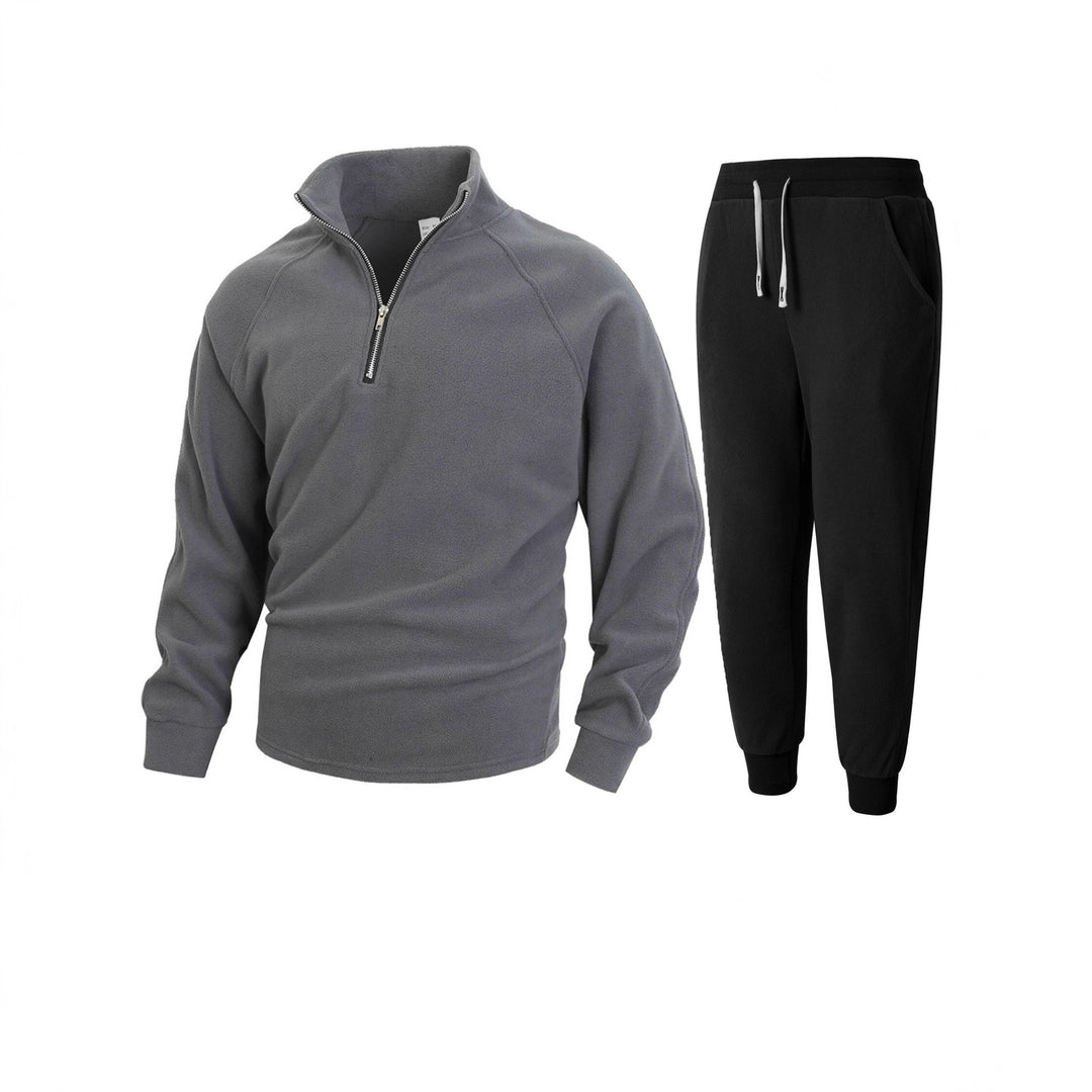 Herren Fleece-Oberteil mit modernem Stehkragen und sportlicher Jogginghose Aliams